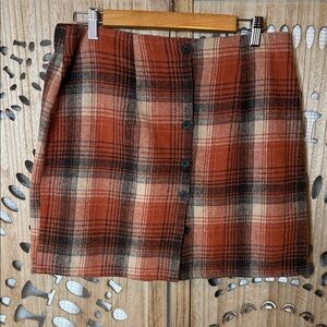 SHEIN Rust Plaid Mini Skirt